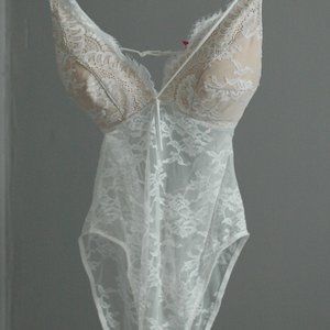 S/M Sexy White Lace La Senza Teddy Bodysuit Lingerie